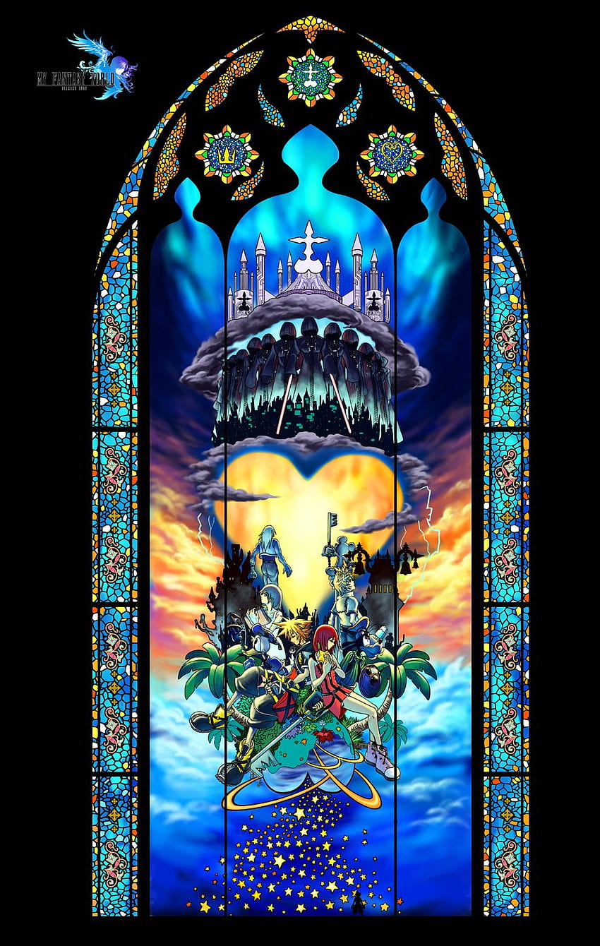 Ide Kingdom Hearts terbaik. hati kerajaan, hati kerajaan, kerajaan, Kaca Patri Kingdom Hearts wallpaper ponsel HD
