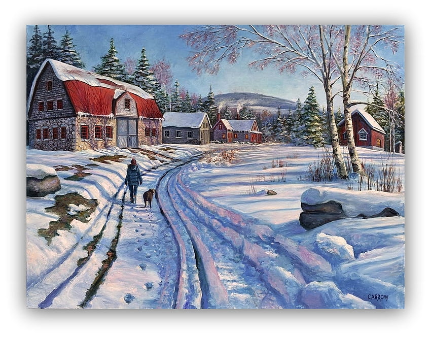 ความฝันในฤดูหนาว ฤดูหนาว ชนบท บ้าน หิมะ วอลล์เปเปอร์ HD