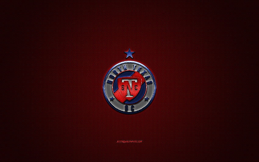 North Texas SC, американски футболен клуб, синьо лого, червен фон от въглеродни влакна, USL League One, футбол, Тексас, САЩ, лого на North Texas SC HD тапет