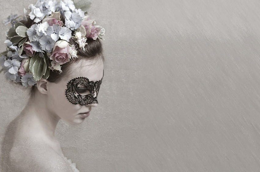 Taktığımız Maske, takmak, model, maske, çiçekler, kadın HD duvar kağıdı
