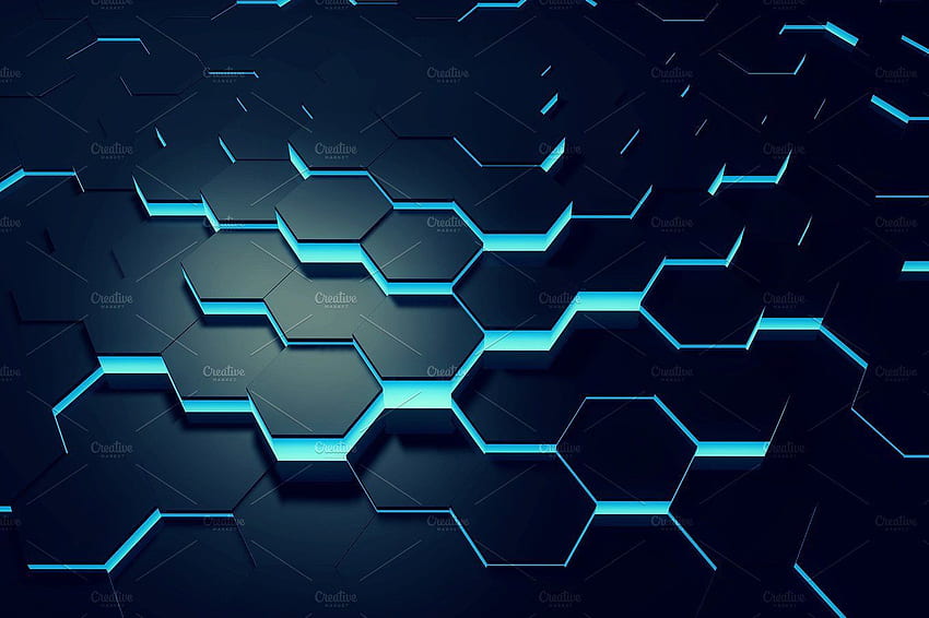 Glowing blue hexagon background HD wallpaper