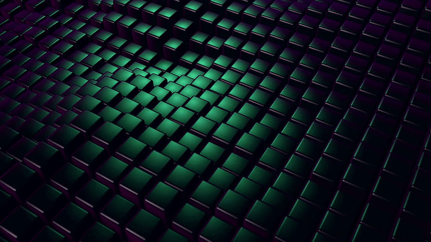Surface made of moving cubes. Abstract 3D geometric background HD wallpaper