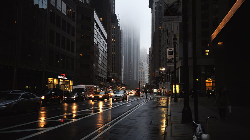 Día lluvioso en la ciudad de Nueva York []: Rainy City Street fondo de pantalla