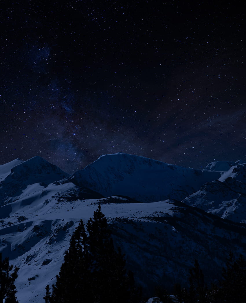 Night, winter, landscape, hills HD phone wallpaper | Pxfuel