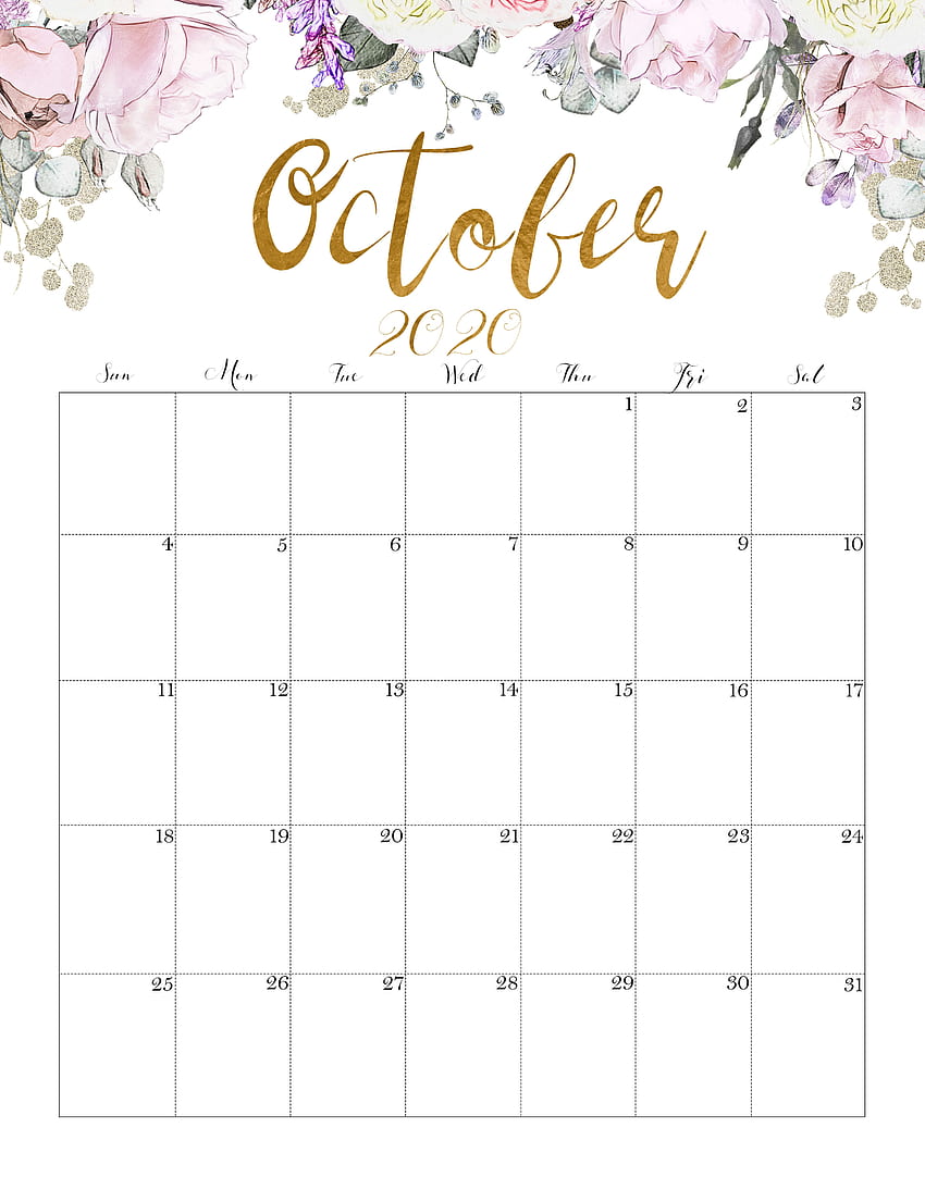 Floral October 2020 Calendar Printable - Time Management Tools Floral October 2020 Calendar Printable HD phone wallpaper