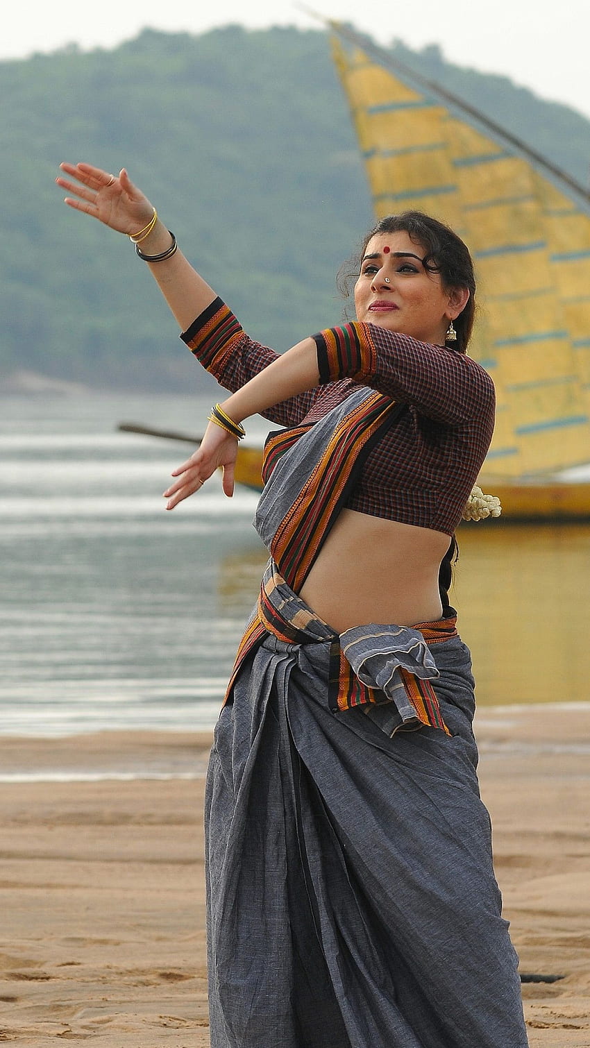 Archana Veda, saree seductive, telugu actress HD phone wallpaper