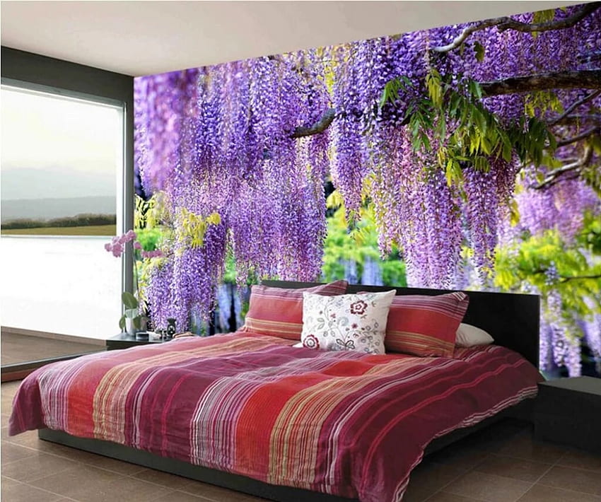 beibehang Mural Custom Size Background graphy Purple Flower Vine Romance Wall for Living Room Decor Painting. for living room. wall for HD wallpaper