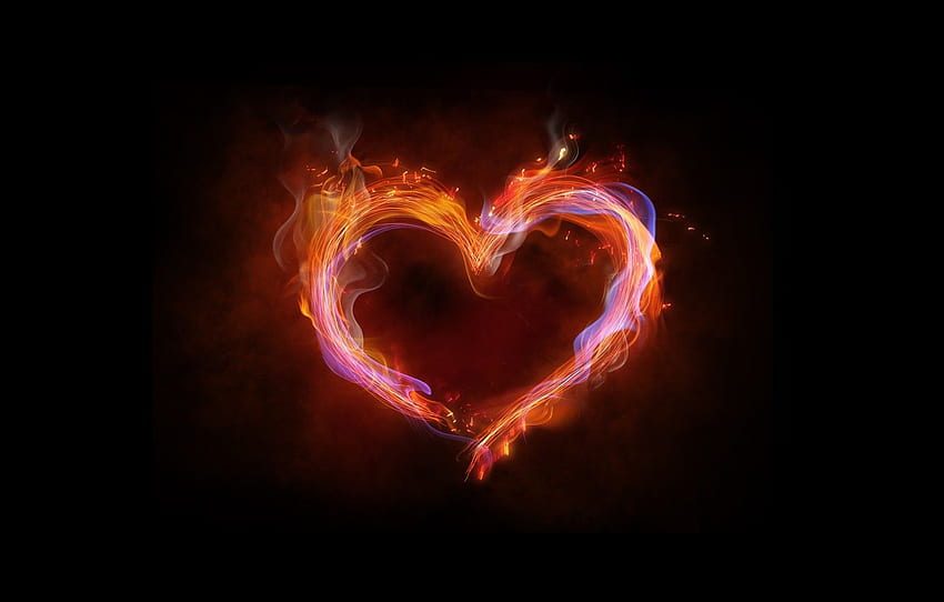 fundo, fogo, coração, neon, colorido, fogo, coração, rosa, neon para, seção абстракции papel de parede HD