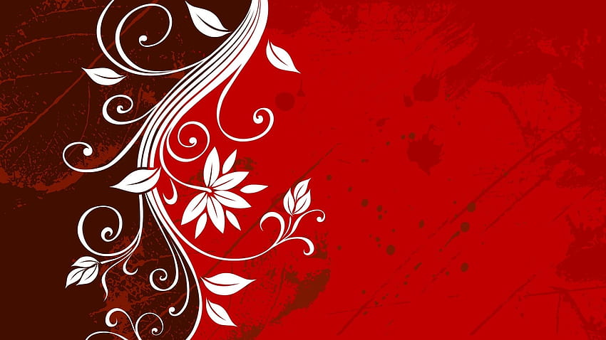 Impressionante design florido fundo vermelho escuro papel de parede HD