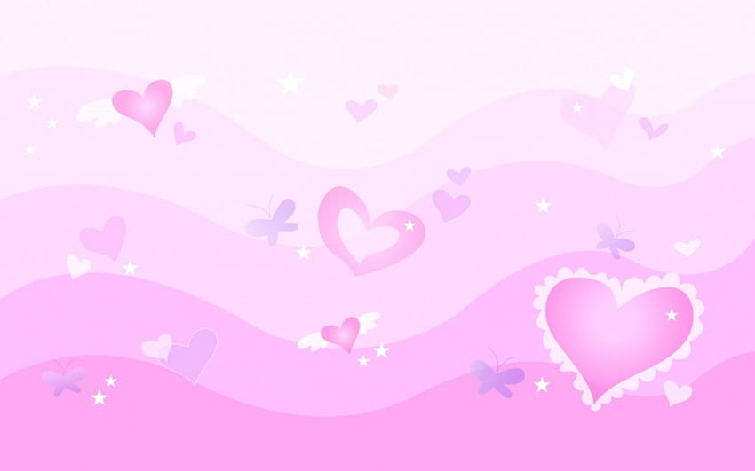 Corações rosa, corações, amor papel de parede HD