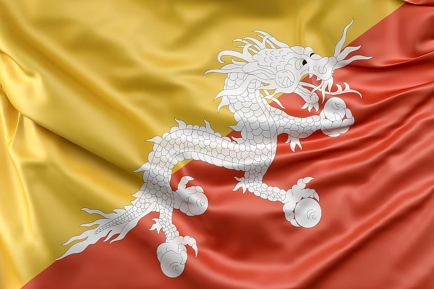 ブータンの国旗。 ストックイラスト。 高画質の壁紙