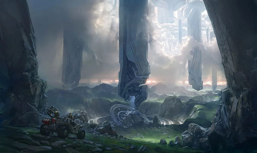 Halo 4 Concept Art Sci Fi Warriors Futuristic Vehicles, Futuristic Landscape HD wallpaper