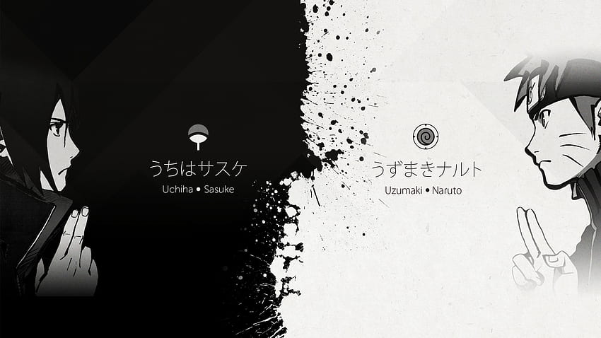 Sasuke vs Naruto 1280×1024 mit Naruto Y, Naruto Shippuden Black and White HD-Hintergrundbild