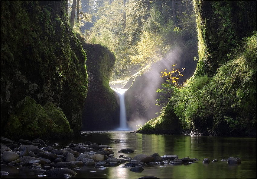 Scenic Falls, Natur, Wasser, Grün, Schönheit HD-Hintergrundbild