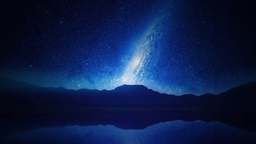 Universo, Montañas, Noche, Cielo estrellado, Vía Láctea fondo de pantalla