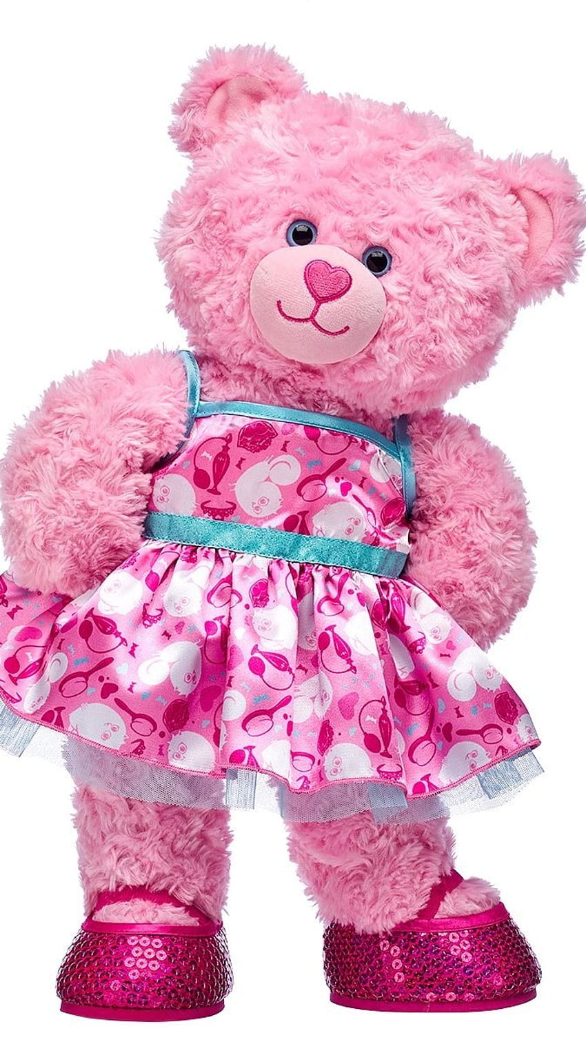 Pink Teddy Bear, Beautiful Frock HD phone wallpaper