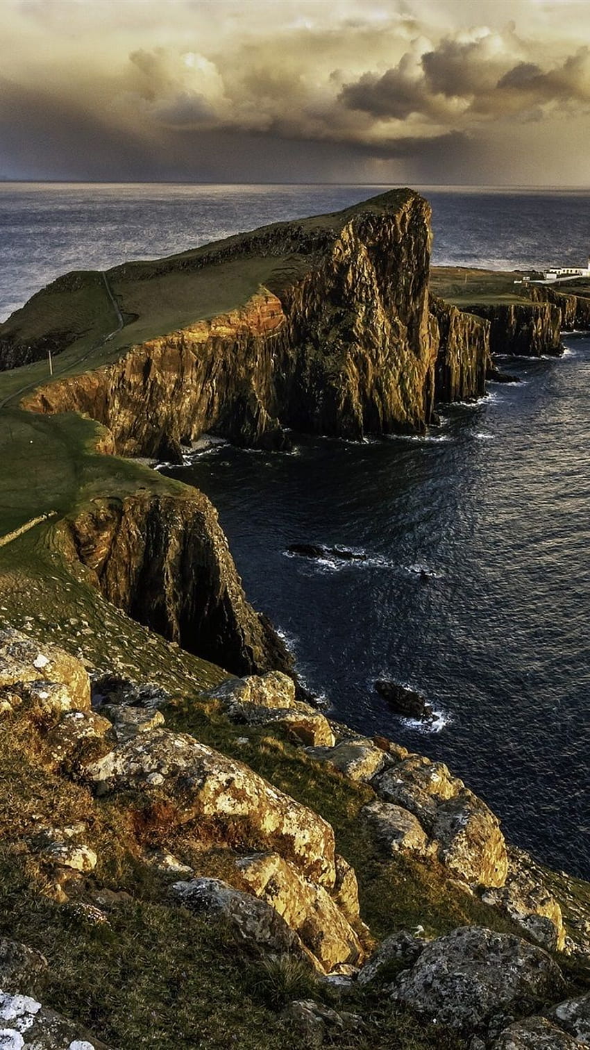 Isla De Skye, Escocia, Faro, Mar IPhone 8 7 fondo de pantalla del teléfono