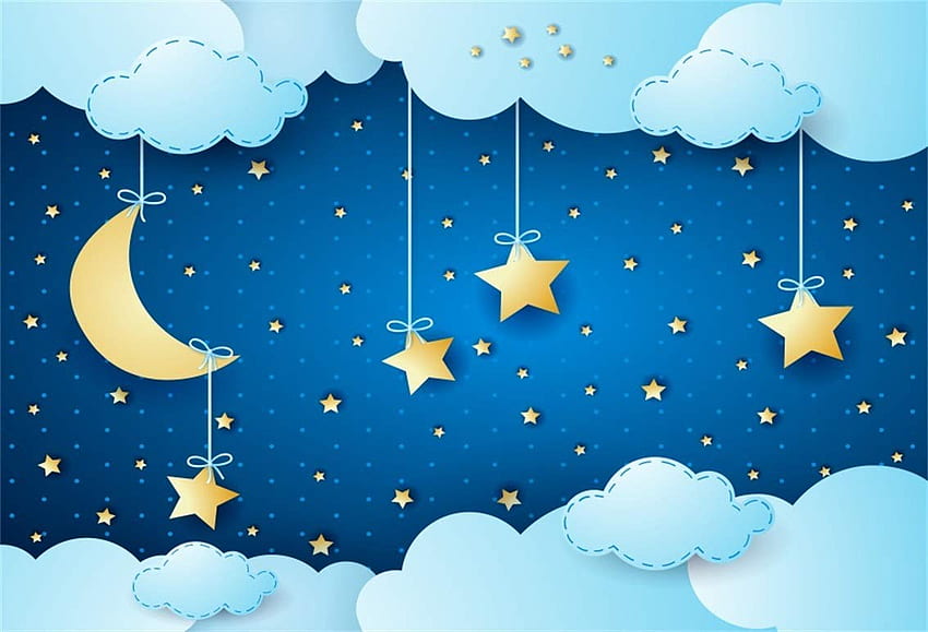 Cute Moon And Stars Background HD wallpaper