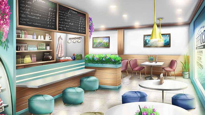 ArtStation - Kundenarbeiten - BGs im Anime-Stil, Nikki Tucay, Anime Coffee Shop HD-Hintergrundbild