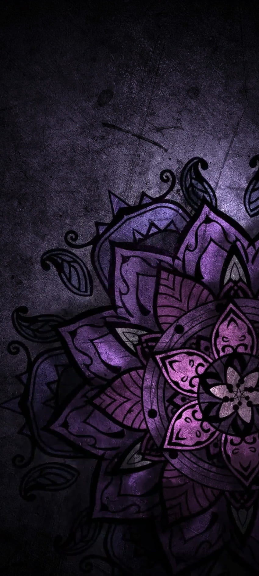 Purple mandala pattern, beautiful, magenta, art, design, dark HD phone wallpaper