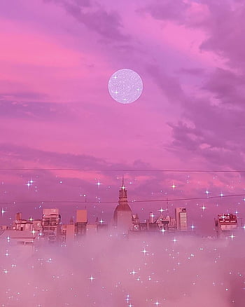 Cute lofi. Pink clouds , Minimalist , Pink computer, Lofi Moon HD ...