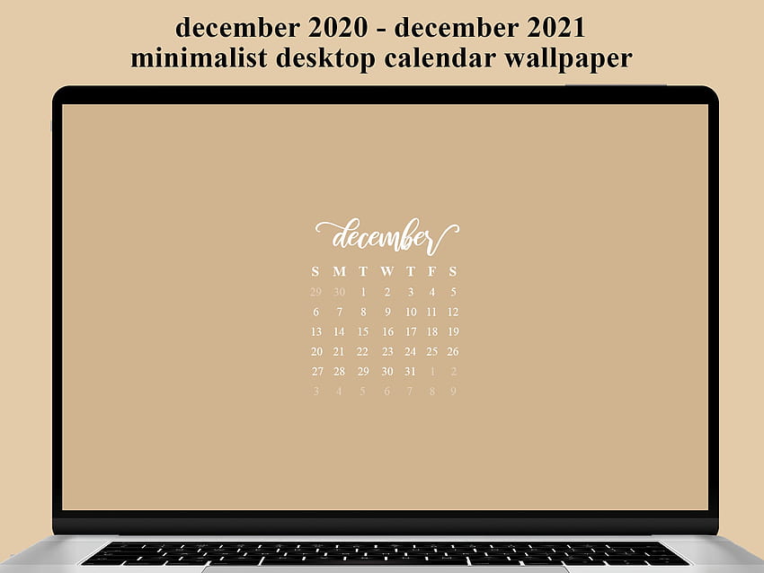 Calendário mensal minimalista de 2021, neutros terrosos, estética bege, Windows PC e Mac, digital papel de parede HD