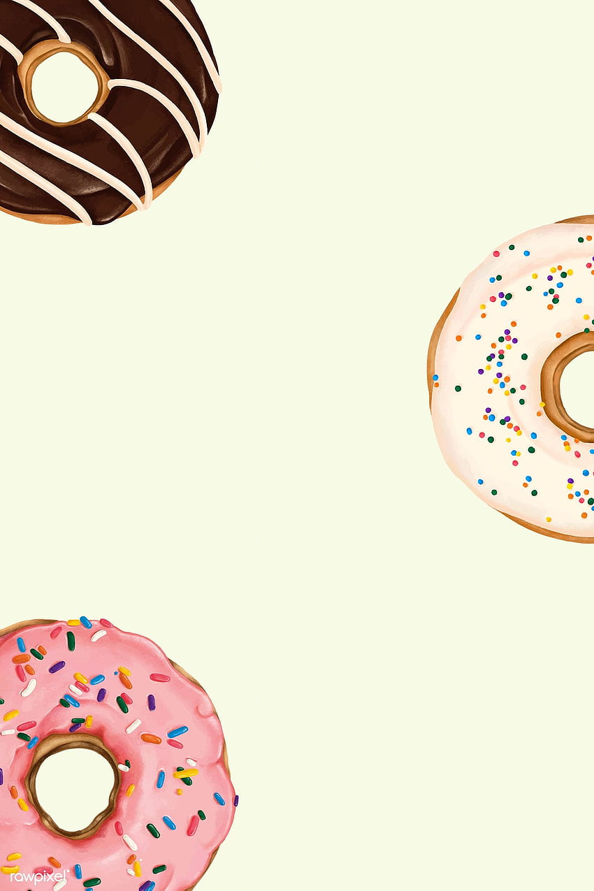 Doughnuts patterned on beige background vector. / Noon. Donut background, Illustration, Beige background, Aesthetic Donut HD phone wallpaper