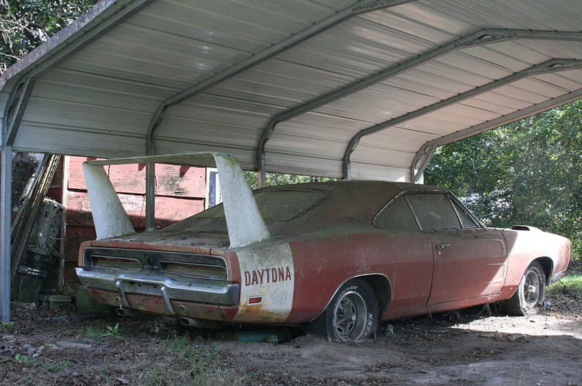1969-Dodge-Daytona-Barn-Find, Mopar, WIng, Classic, Rust HD wallpaper