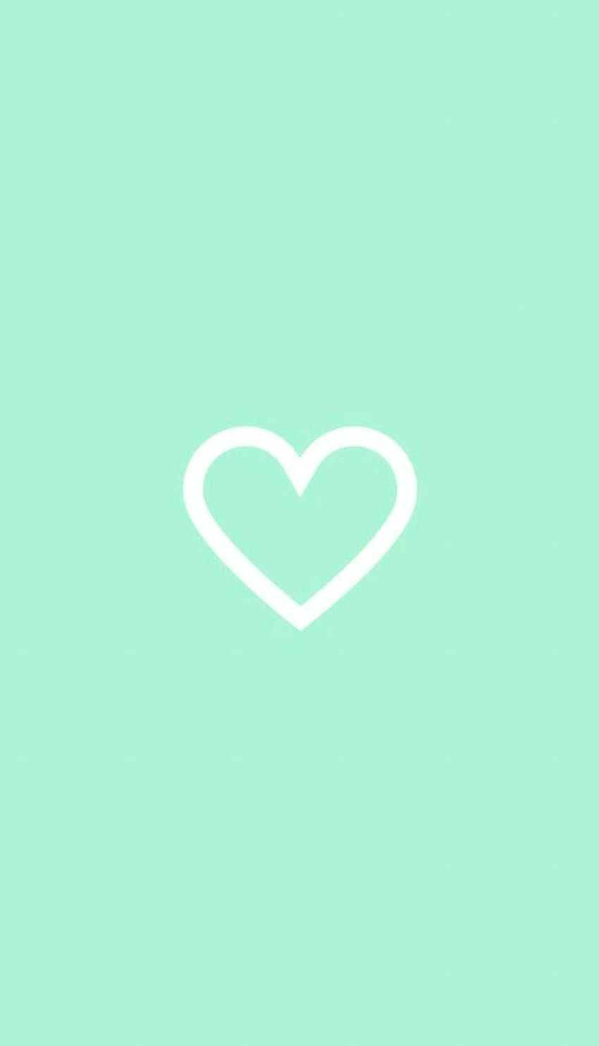 Estética verde menta, iPhone simple, Mint Green Hearts fondo de pantalla del teléfono