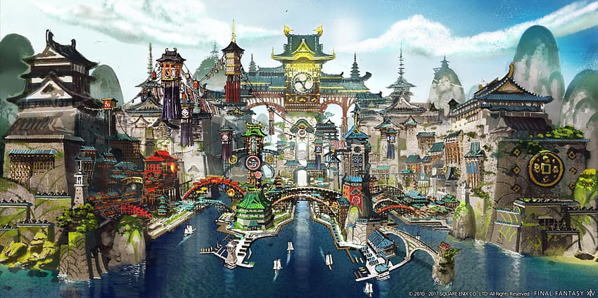 budowanie miasta final fantasy xiv scenic, Square Enix Tapeta HD