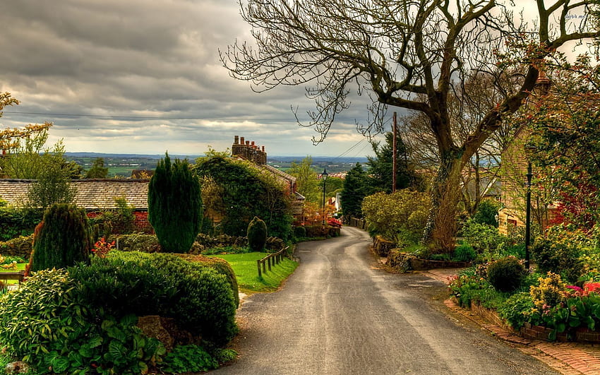 Dorf, englische Landschaft HD-Hintergrundbild