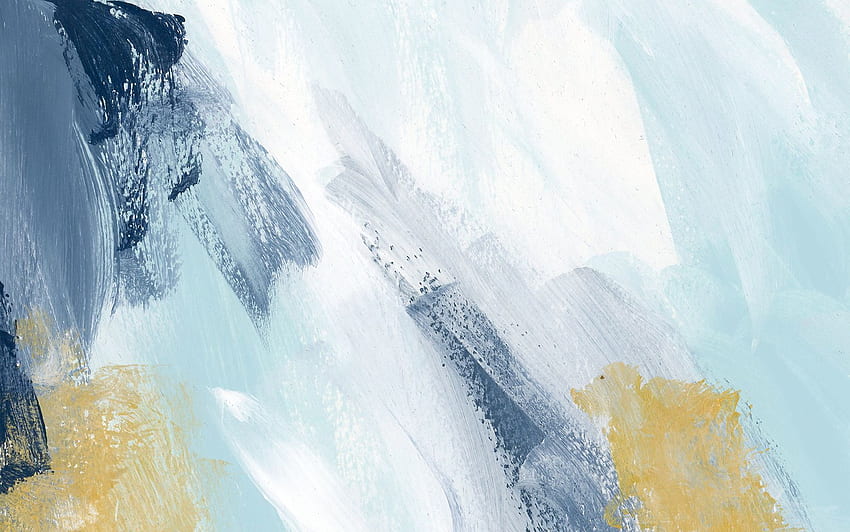 Blauer weißer gld-Pinselstrich-Kunsthintergrund. Aquarell, Kunst, Hintergrund, Pinselstriche HD-Hintergrundbild