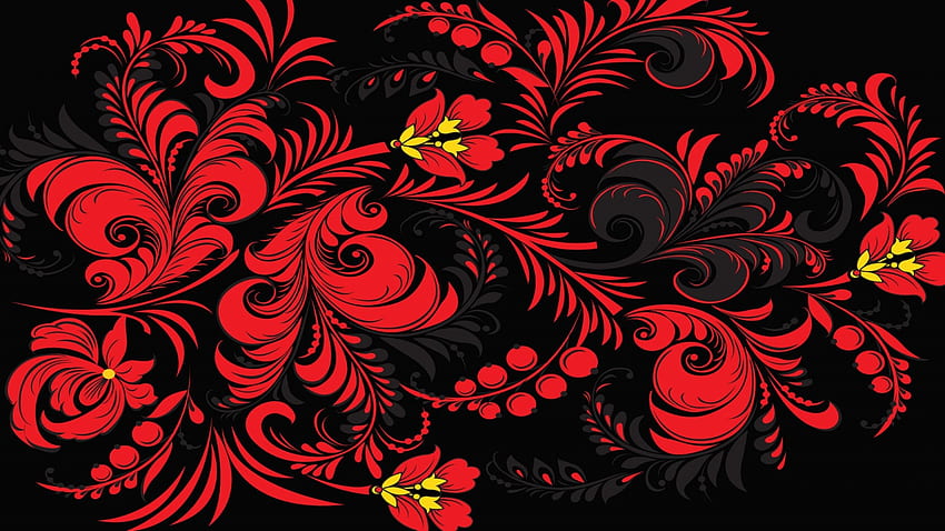 Preview khokhloma, pattern, color, background, russia, texture HD wallpaper