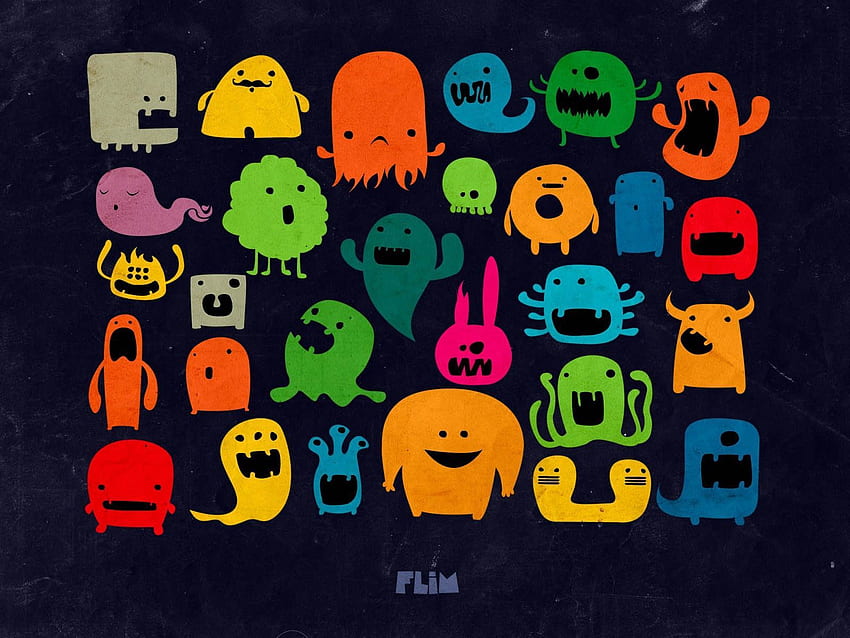 Monsters, Vector, Multicolored, Motley, , Drawing HD wallpaper