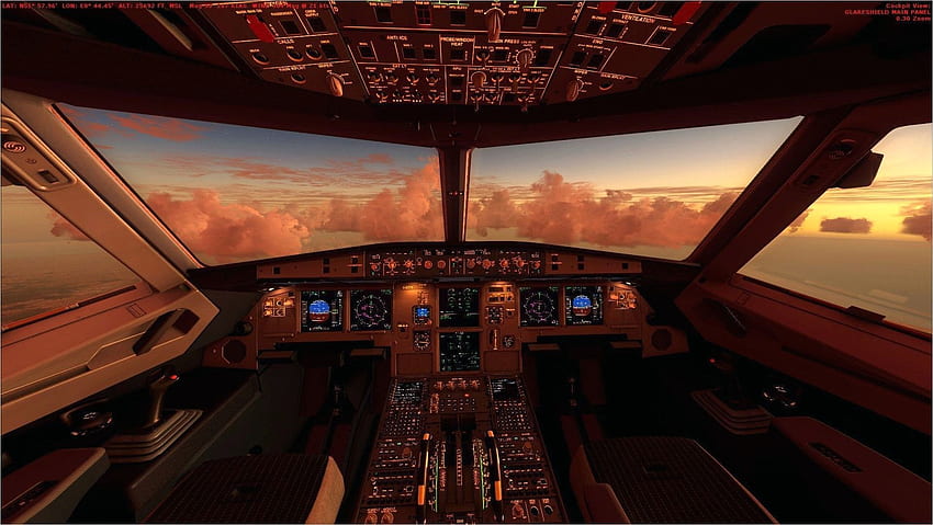 Кокпит на самолет през 2020 г. Пилотска кабина на Airbus a380, пилотска кабина, самолет HD тапет