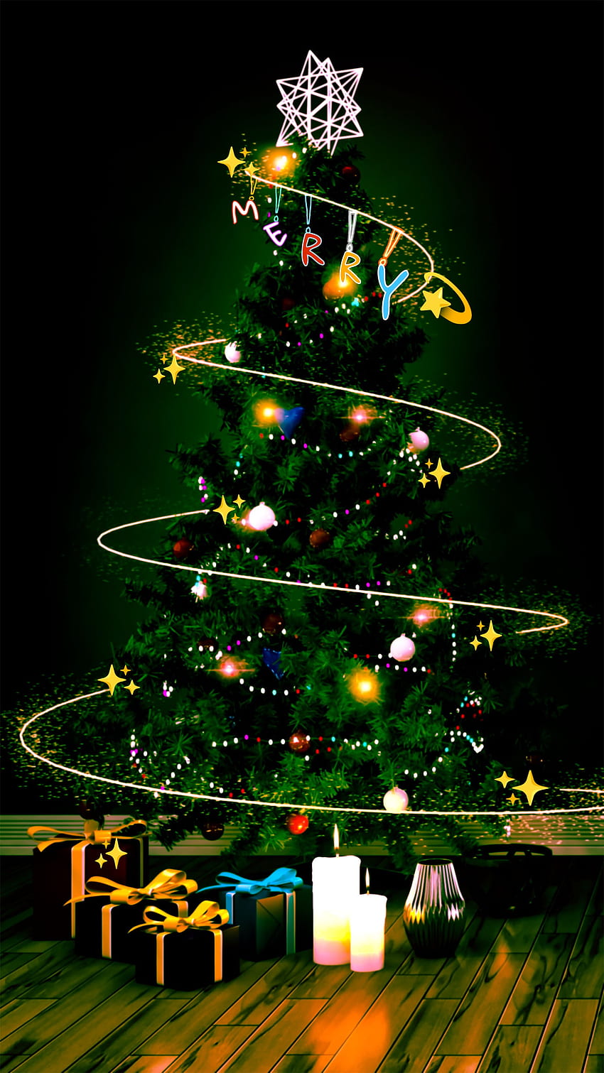 CHRISTMAS TREE, trending, green, Holiday, omnific Arts, Xmastree, lights, merry HD phone wallpaper