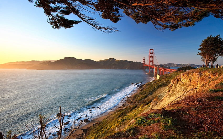 Landschaft, Städte, Stadt, Straße, Brücke, Aussicht, San Francisco, Golden Gate, Verkürzung HD-Hintergrundbild