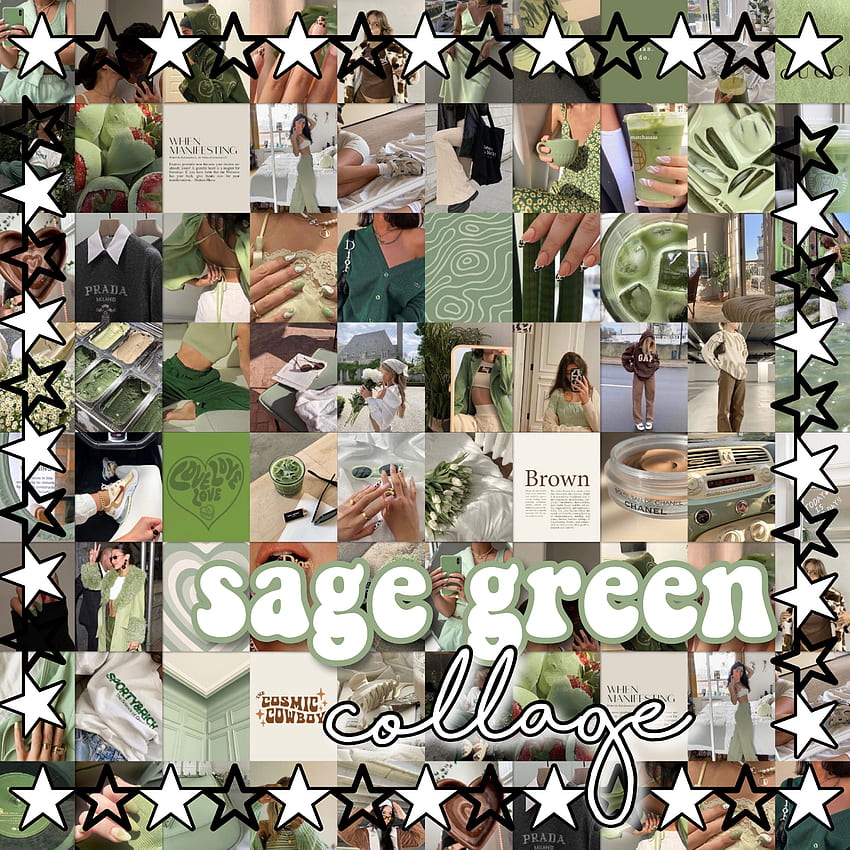 PCS Sage Green Aesthetic Collage Kit Pinterest Trendige, salbeigrüne Collage HD-Handy-Hintergrundbild