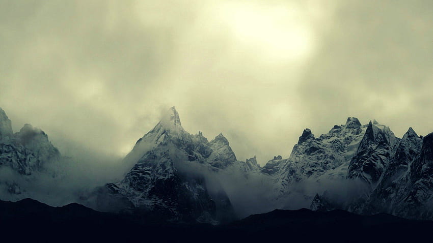 Nature, Sky, Mountains, Snow, Fog HD wallpaper