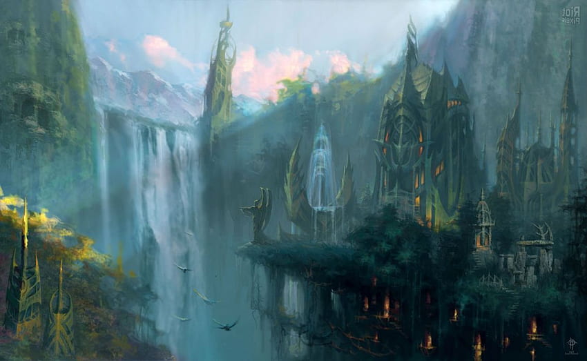 elven castle - Elven city, Fantasy city, Fantasy landscape HD wallpaper