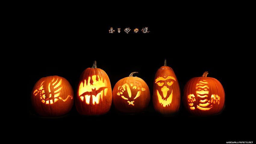 Dynie Halloween, dynie, halloween, latarnia z dyni, grafika Tapeta HD