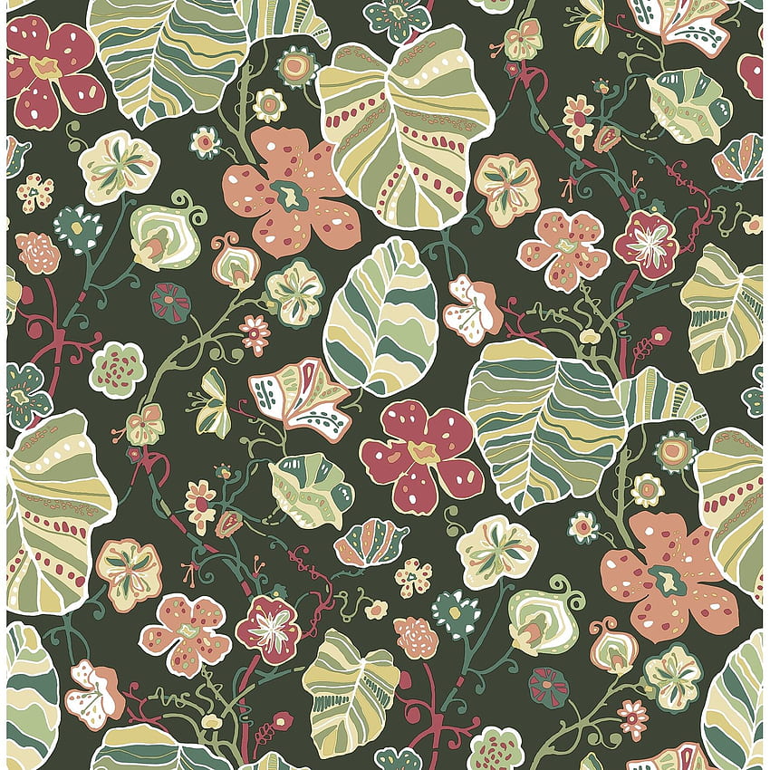 Shop Vida, Gwyneth Dark Green Floral - On Sale - Overstock - 31974731, Pastel Green Floral HD phone wallpaper