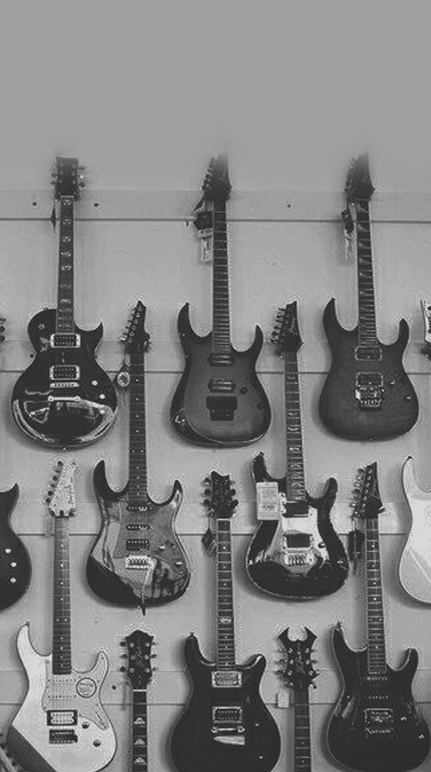 Chitarra elettrica in bianco e nero, estetica della chitarra Sfondo del telefono HD