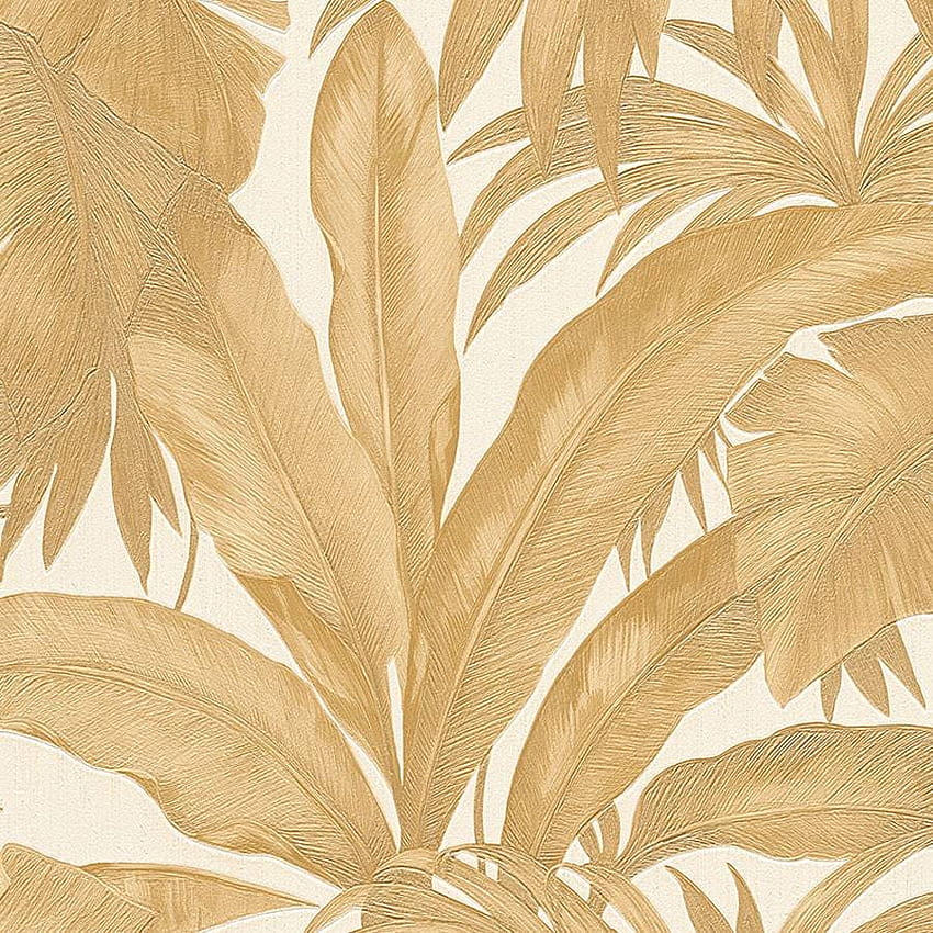Weiß und Gold - Versace Giungla Palm Leaves -, Blattgold HD-Handy-Hintergrundbild