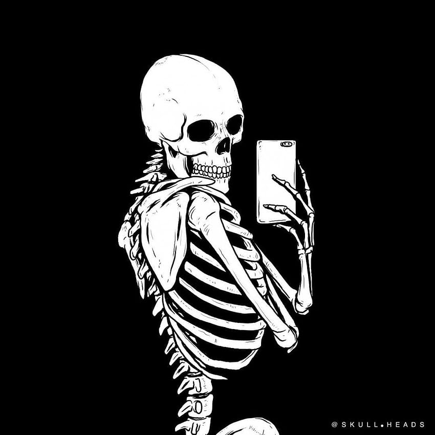 Czarna estetyczna czaszka, estetyczna szkielet Tapeta na telefon HD