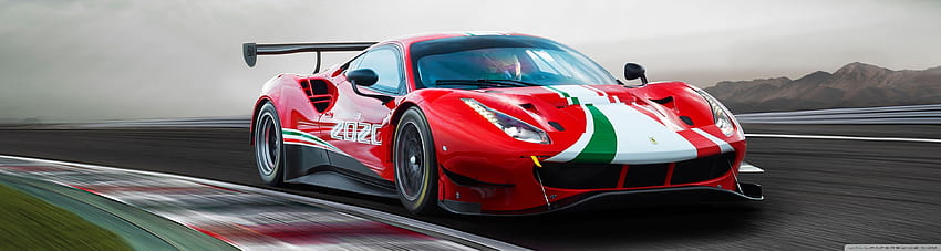 Ferrari 488 GT3 EVO Race Car 2020 Ultra 背景 : ワイドスクリーン & UltraWide & ノートパソコン : マルチディスプレイ、デュアル & トリプルモニター : タブレット : スマートフォン、Ferrari Racing 高画質の壁紙