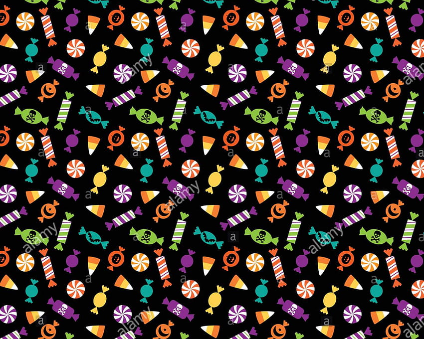 seamless vector halloween candy pattern on black background Stock [] for your , Mobile & Tablet. Explore Candy Background. Candy , Candy Background, Candy Cane Background, Aesthetic Candy Pattern HD wallpaper