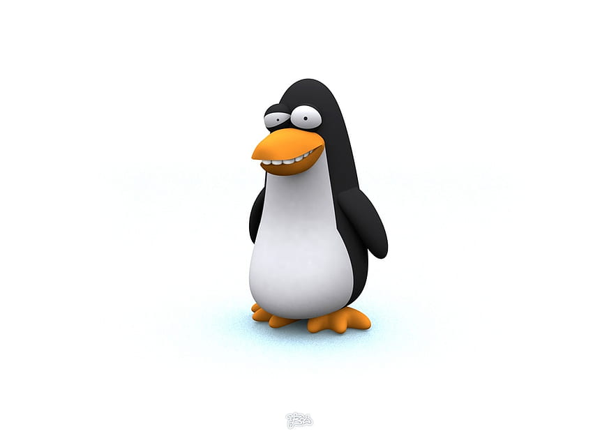 Zabawny pingwin, pingwin, białe tło Tapeta HD
