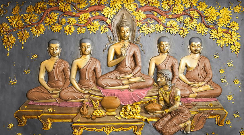 Buy Gautam Buddha with Disciples 3D HD wallpaper