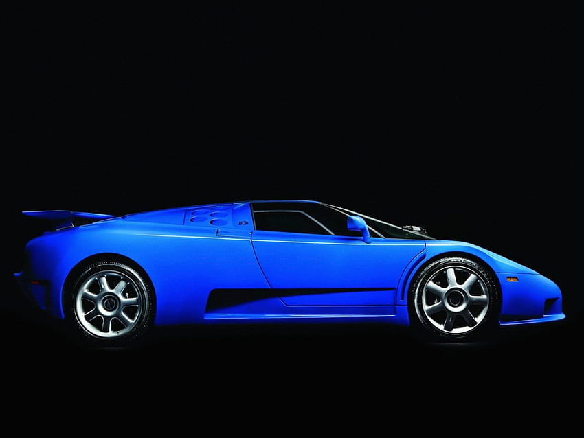 Bugatti EB110 SS, Sayap, Bugatti, Mobil Super, Biru Wallpaper HD